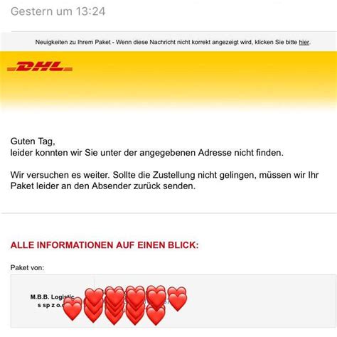 dhl paket falsche adresse.